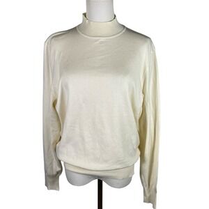 Wool City Ivory White Mock Neck Sweater Viscose Blend Womens‎ Size L New Classic